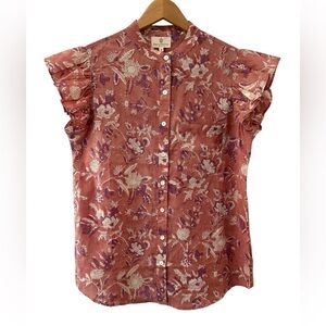 Perry Walker Collective women’s Celia top sz 3 L 8 dusty rose floral cotton NWT